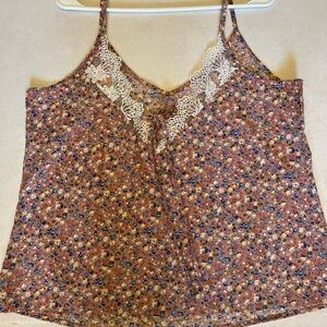 Floral Lace Trim Cami Top